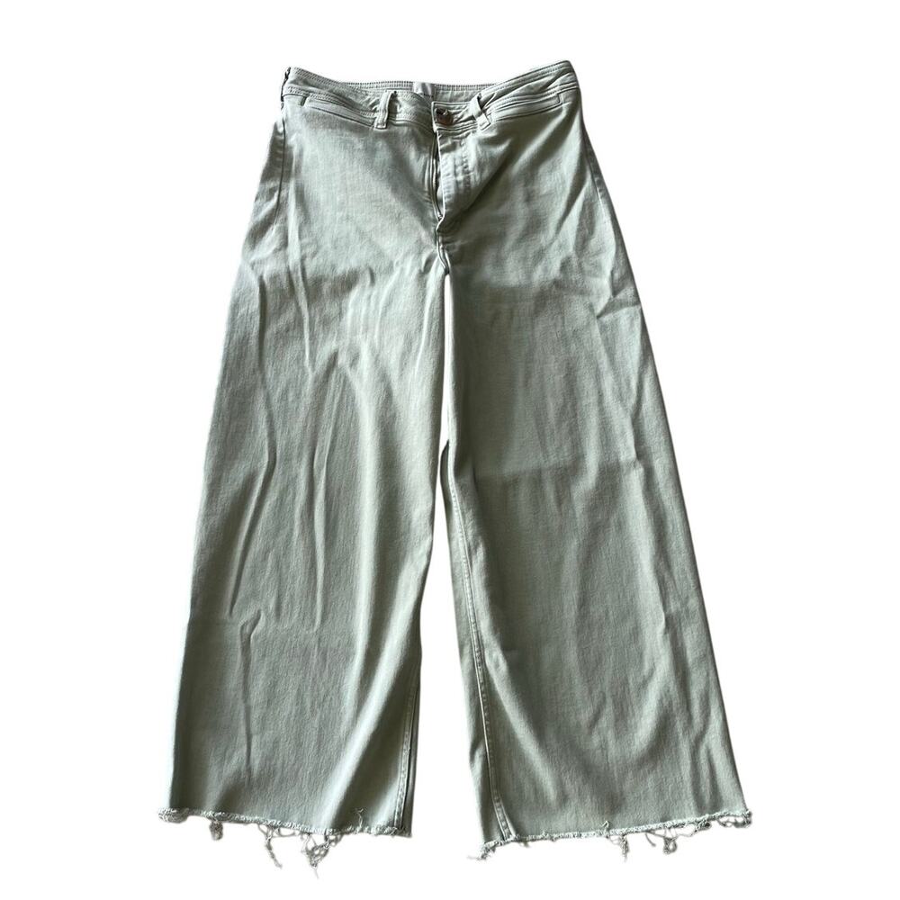 Maeve The Ettie High Rise Crop Wide Leg Pant Powdered Sage Size 31 Anthropologie